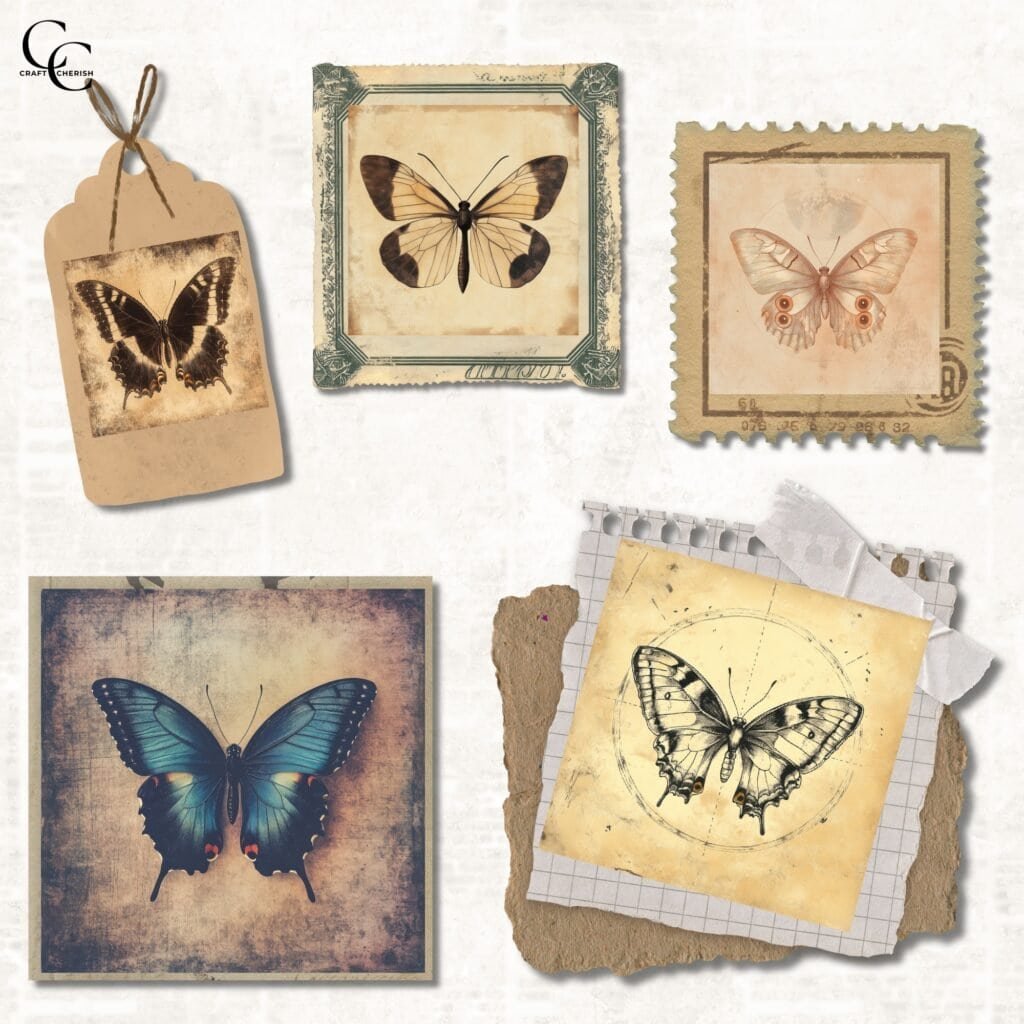 12 Free Antique Line Art Muted Grunge Butterfly Images – Vintage ...