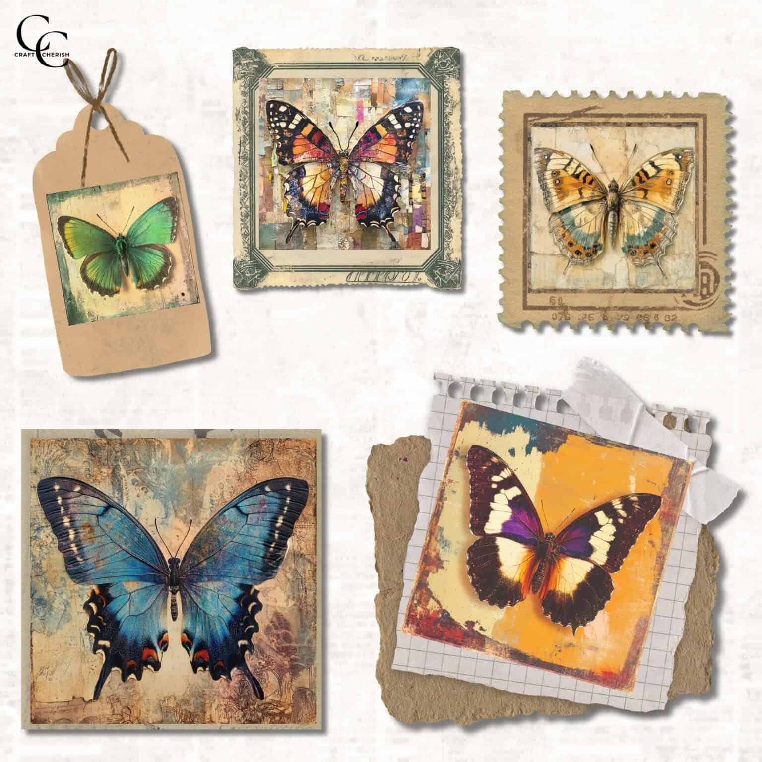 12 Free Mixed-Media Butterfly Images – Vintage Printable Sheets ...
