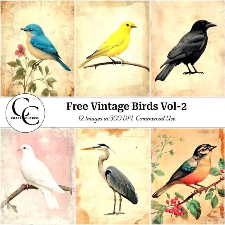 12 Free Junk Journal Bird Images – Vintage Ephemera & Printable Sheets Vol. 2