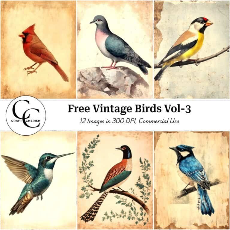 12 Free Vintage Bird Ephemera – Printable Sheets for Junk Journals Vol. 3
