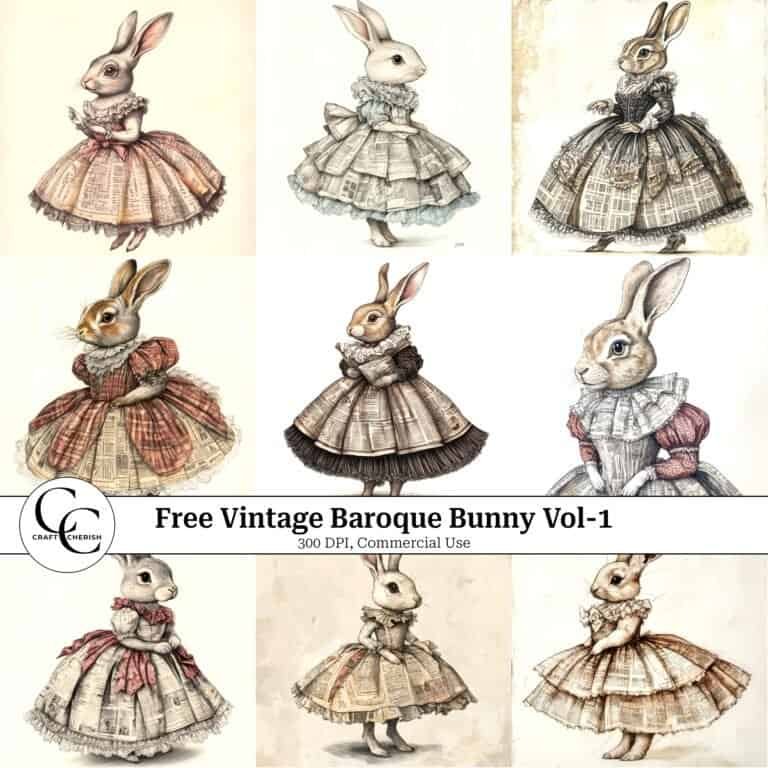 12 Free Vintage Rabbit Images – Printable Sheets & Ephemera for Junk Journals Vol. 1