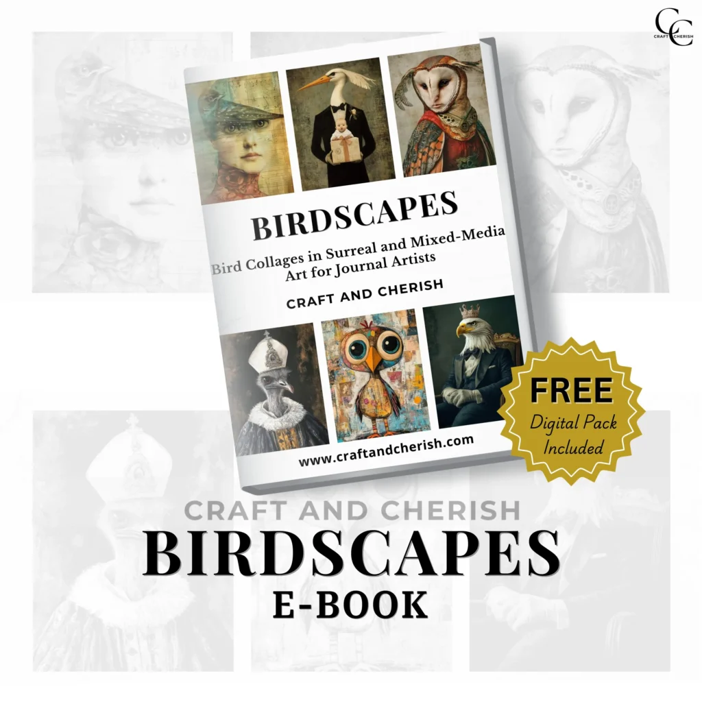 Birdscapes E-Book, Surreal Mixed-Media Bird Art for Junk Journaling & Scrapbooking