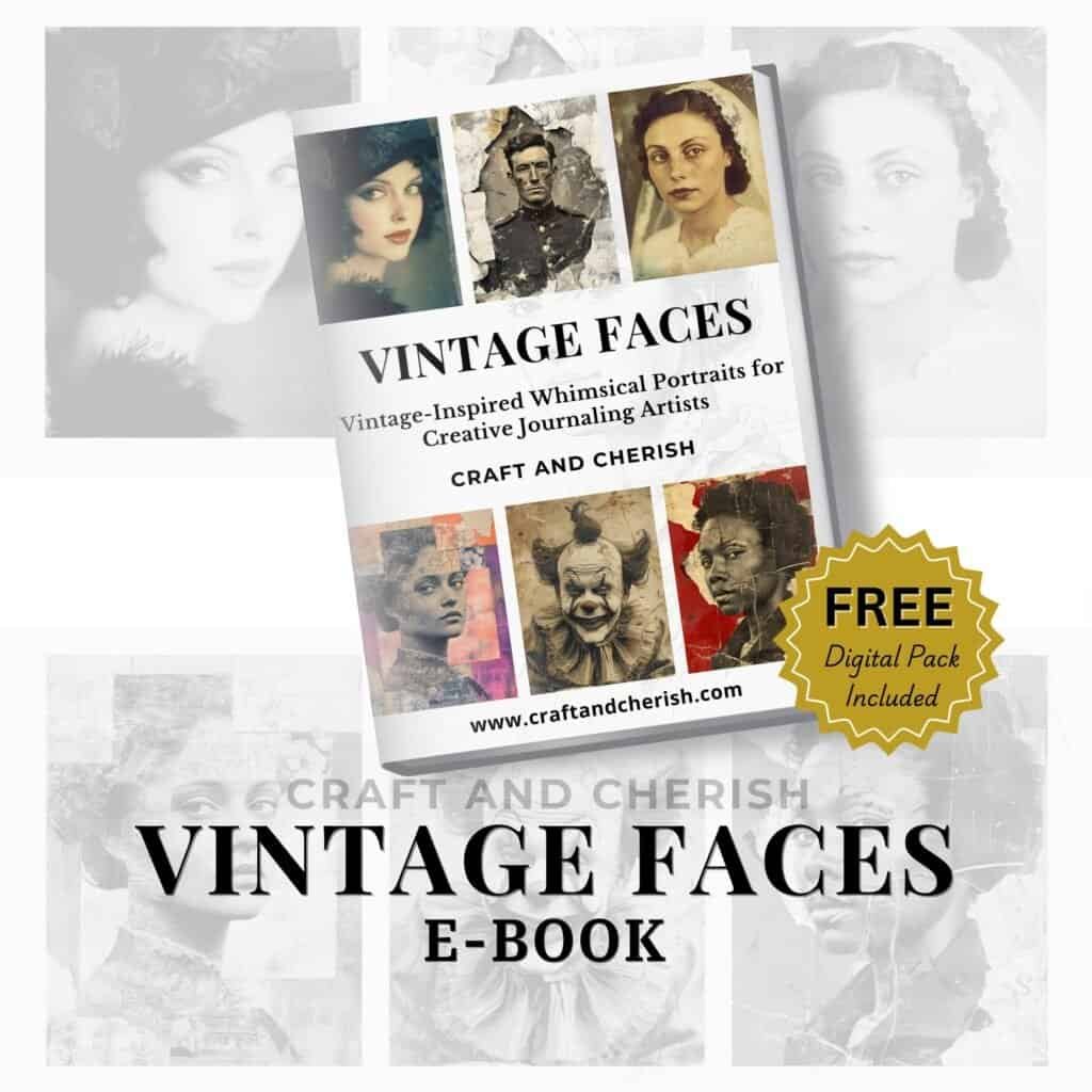 Vintage Faces E-Book, Whimsical Vintage Portraits for Junk Journaling & Scrapbooking
