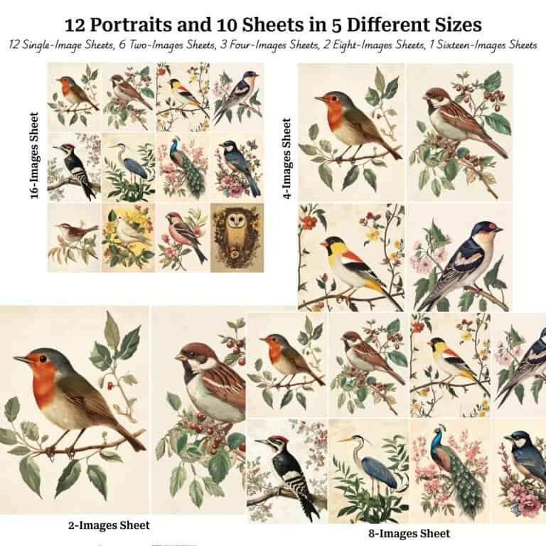 12 Free Botanical Bird Portrait Images – Vintage Printable Sheets ...