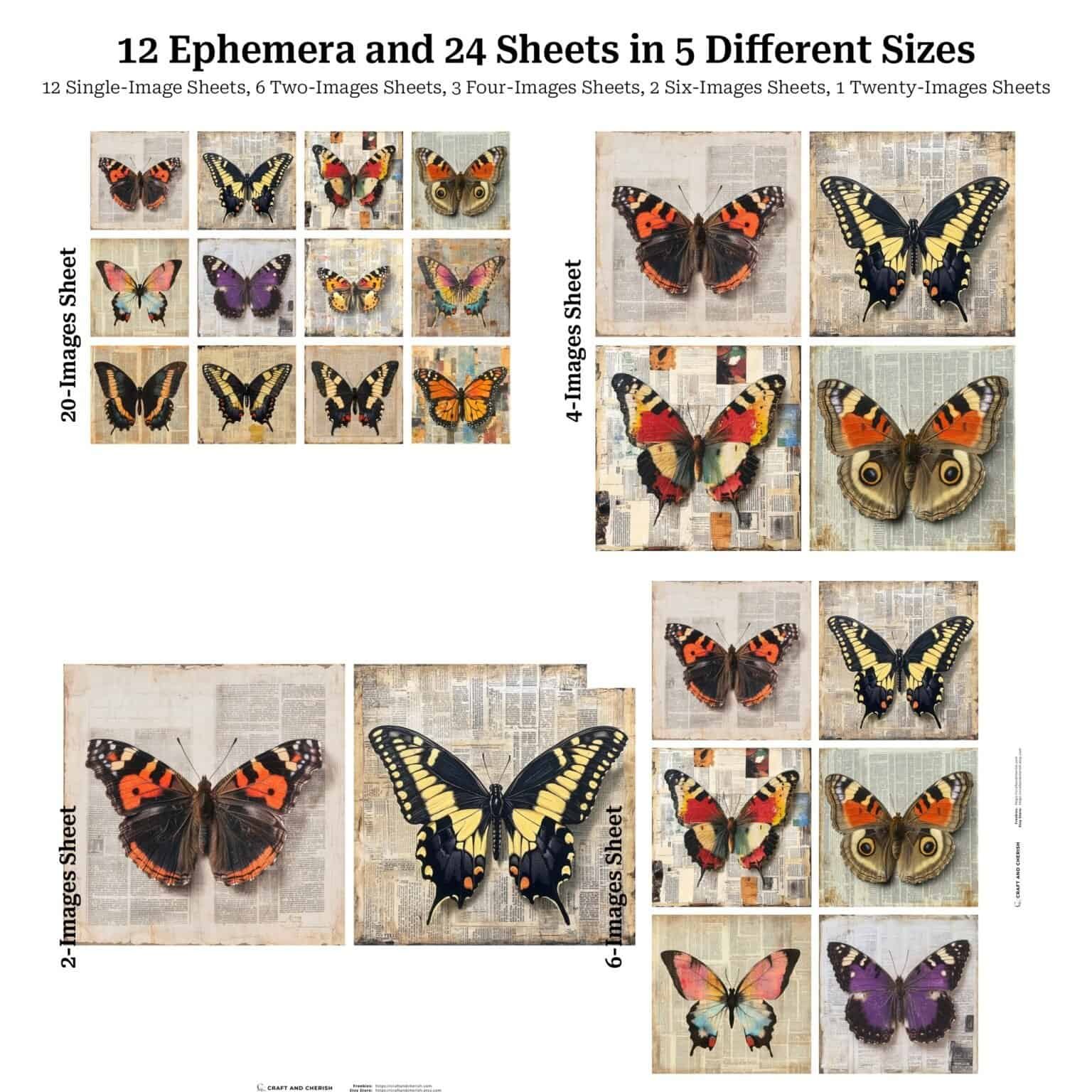 12 Free Vintage Butterfly Images – Old Newspaper Collage Ephemera ...
