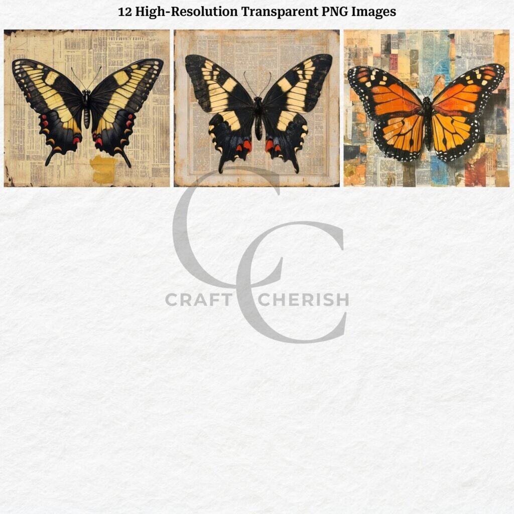12 Free Vintage Butterfly Images – Old Newspaper Collage Ephemera ...