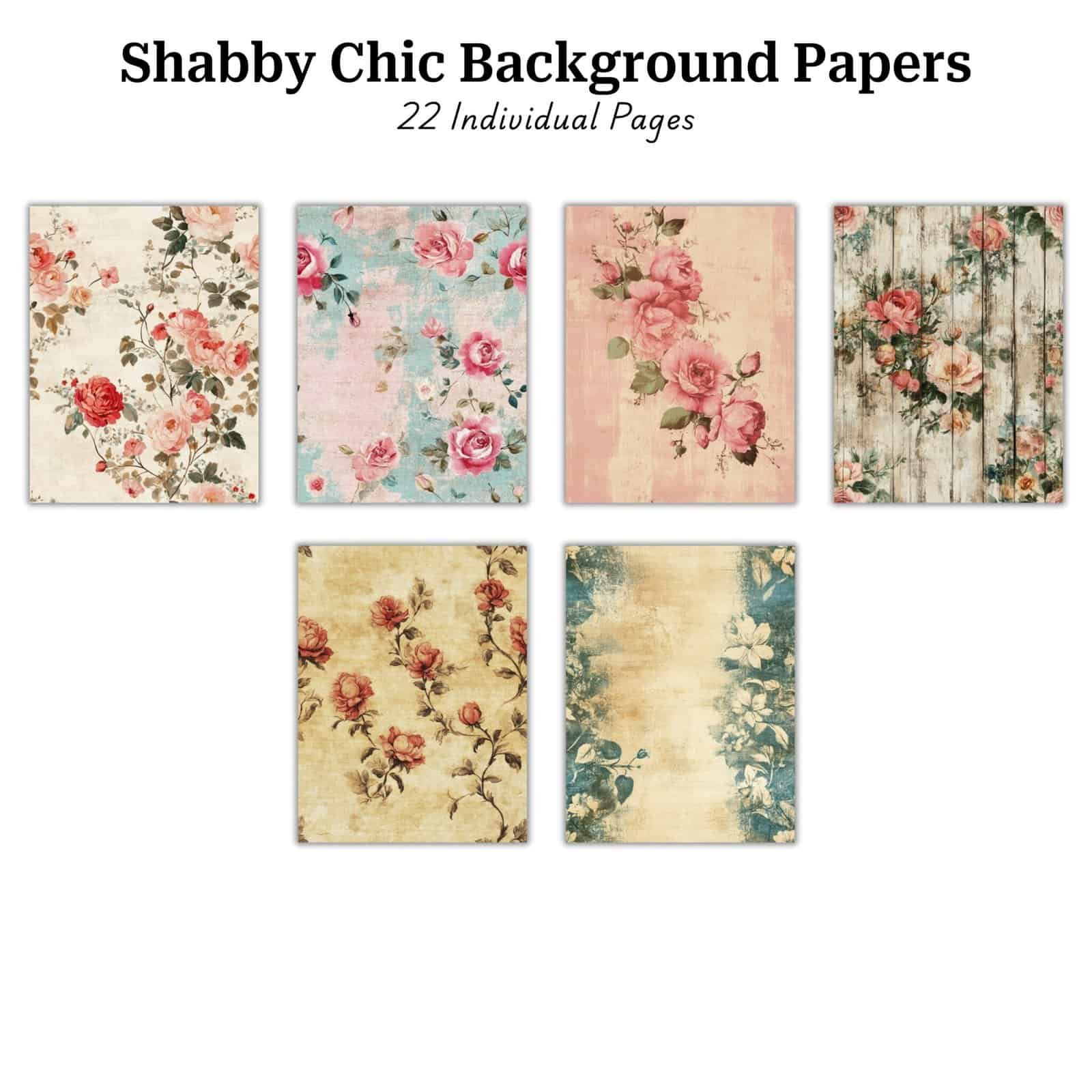 22 Floral Shabby Chic Background Paper Images, Vintage Junk Journal ...