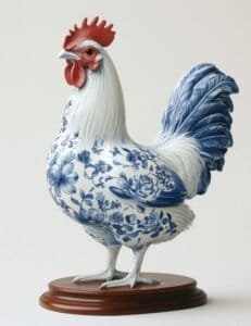 Porcelain Rooster Statue