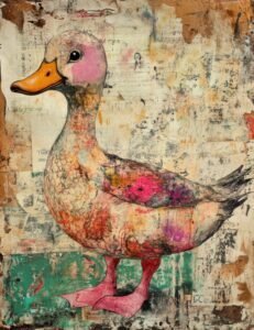 Patchwork Duck on Collage Paper
