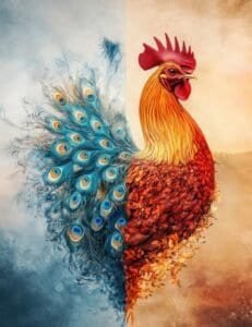 Split Rooster-Peacock Hybrid