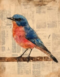 Bluebird on Grunge Script