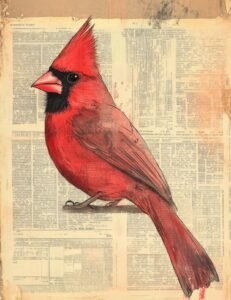 Cardinal with Weathered News