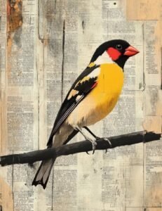 Goldfinch on Distressed Collage