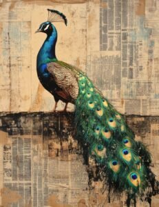 Peacock with Inky Background