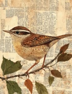 Wren on Autumn Leaves
