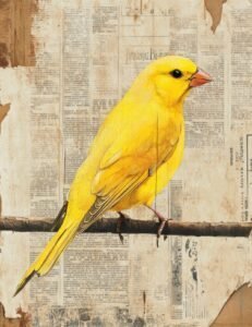 Golden Finch on Newsprint