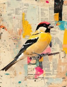 Yellow-Throated Finch with Color Blocks