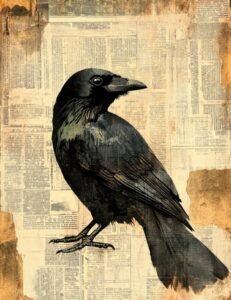 Sepia-Toned Crow Silhouette
