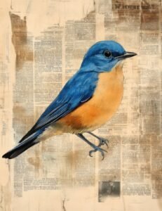 Swallow on Cream-Tan Newsprint
