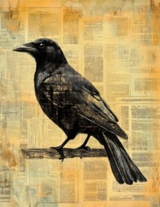Raven with Golden Sepia Glow