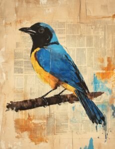 Bluebird with Orange Grunge Highlights