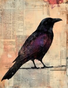 Dark Raven on Gritty Paper Layers