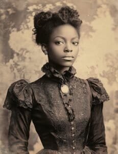 Elegant Victorian in Lace Trimmed Satin