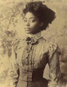Sepia-Toned Beauty with Floral Collar Detail