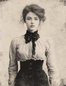 Youthful Lady in Classic Buttoned Dress