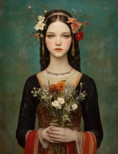 Floral Priestess with Blossoms