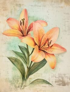 Dual Coral Lilies on Soft Green
