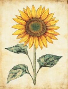 Sunflower with Blue Tones