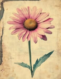Pink Daisy on Vintage Beige