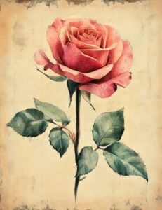 Soft Pink Rose with Leaves