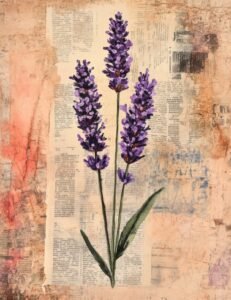 Deep Lavender Bunch with Muted Newspaper Ground
