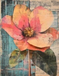 Painted Magnolia with Turquoise Grunge