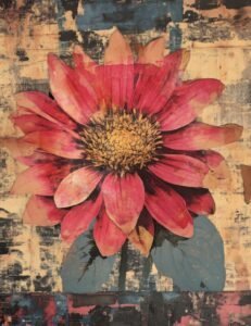 Mixed Red Daisy with Grunge Texture