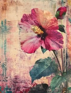 Realistic Hibiscus with Painterly Overlay