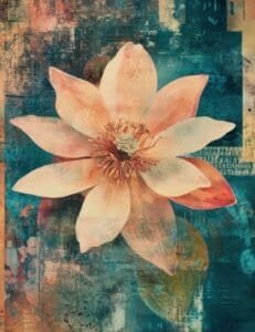 Lotus-Style White Bloom with Painterly Depth