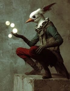 Juggling Surreal Bird Man