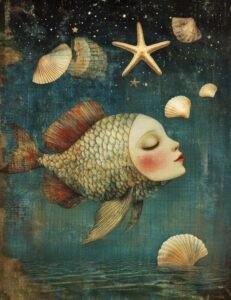 Floating Dreamfish in Starry Ocean