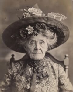 Elderly Woman in a Floral Hat