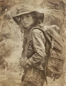 Girl Explorer with Backpack