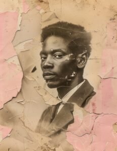 Cracked Portrait with Pink Peeling Paint