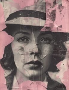 Torn Pink Collage Face