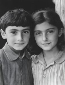 Sibling Duo in Soft Greyscale