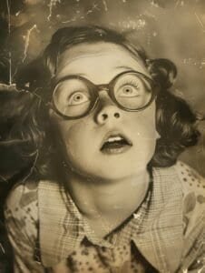 Retro Girl in Oversized Glasses