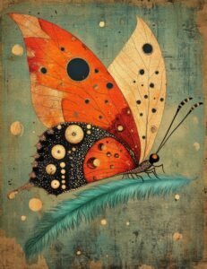 Cosmic Moth on Feather