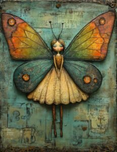 Butterfly Girl with Rainbow Wings