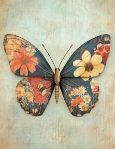 Floral Wings Collage Butterfly